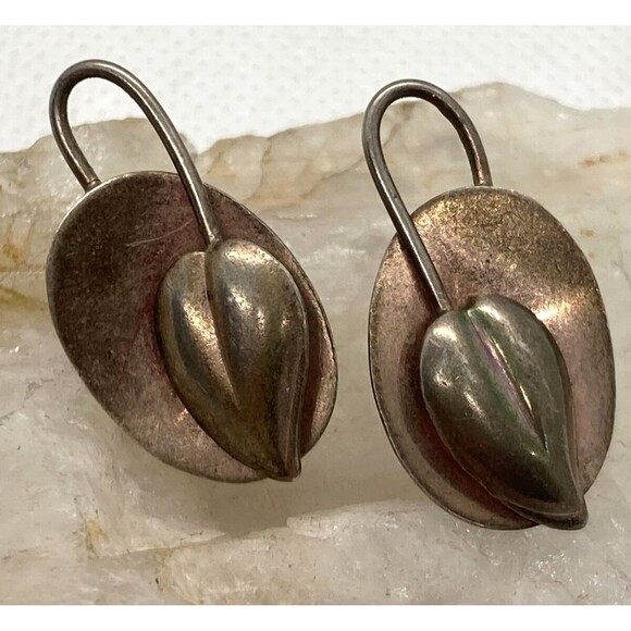 Vintage Lot of 2 Screw Back Earrings Sterling 925 Silver 8.2g Am Lee Rhinestone - Picture 6 of 8